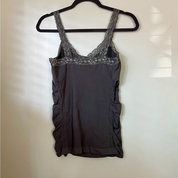 Bongo Y2K Lace Trim Ribbed Knit Cami Top 90's Preppy Gray Small/Med Dainty - Picture 2 of 9